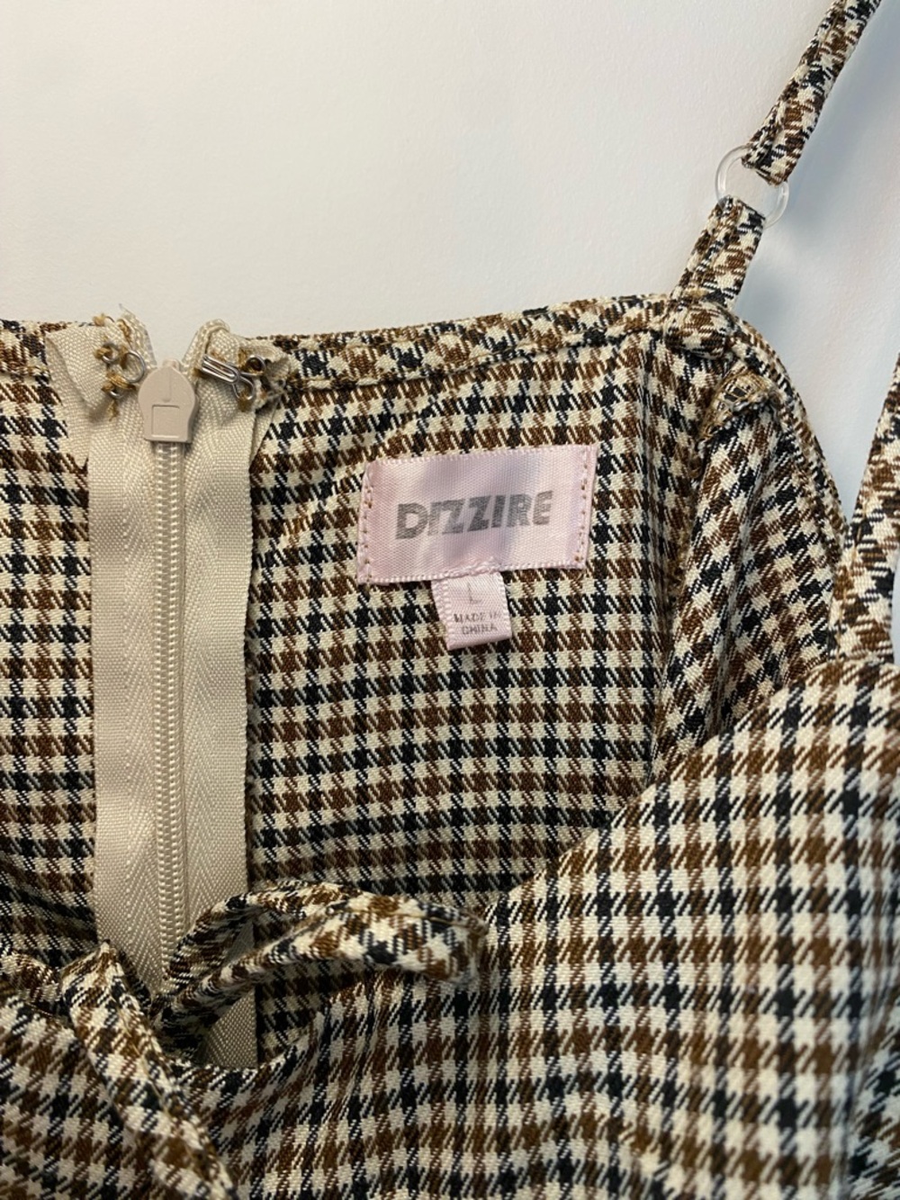 Gingham/Plaid Dress in Brown and Cream - Picture 3 of 6